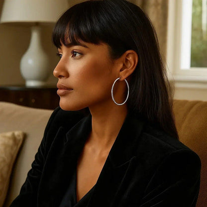 14k white gold hoop earrings