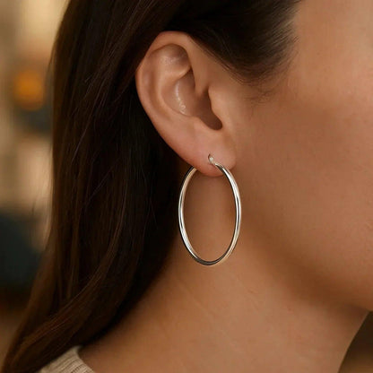 14k white gold hoop earrings