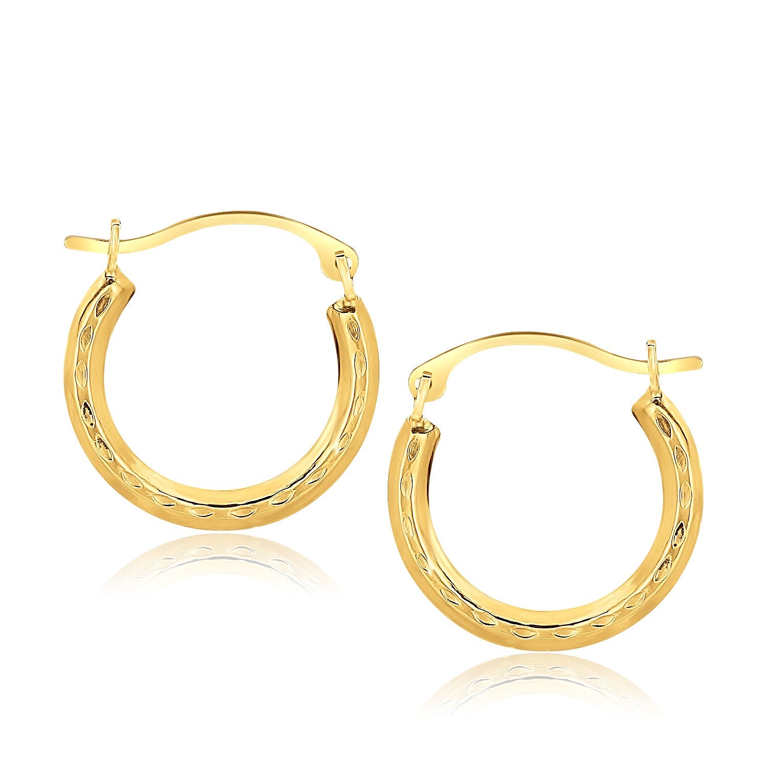 10k Yellow Gold Fancy Hoop Earrings in a sleek high-contrast midnight luxury editorial style