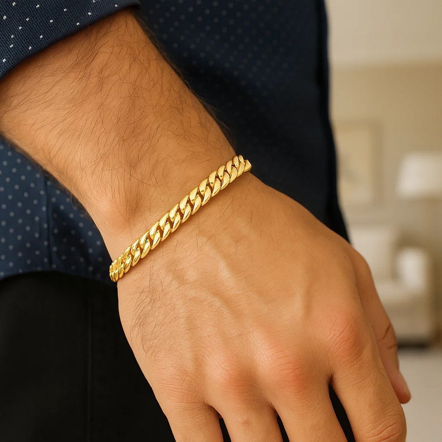 14k Yellow Gold Solid Miami Cuban Bracelet (5.00 mm)