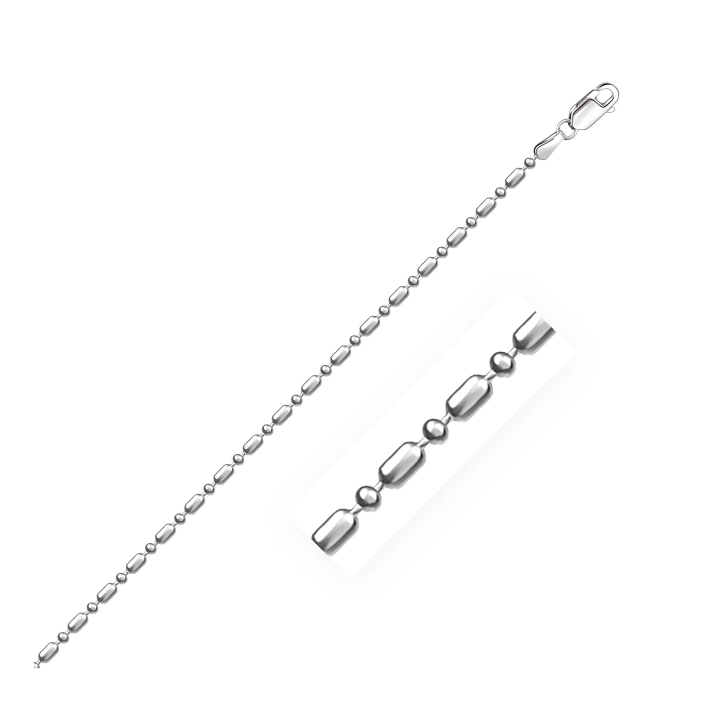 14k White Gold Diamond-Cut Alternating Bead Chain (1.30 mm) - Peelerie