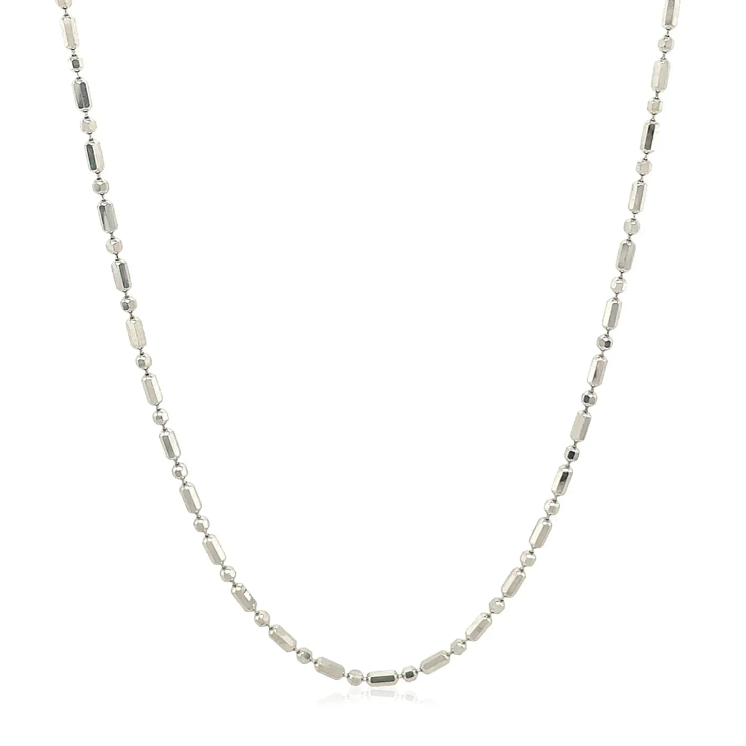 14k White Gold Diamond-Cut Alternating Bead Chain (1.30 mm) - Peelerie