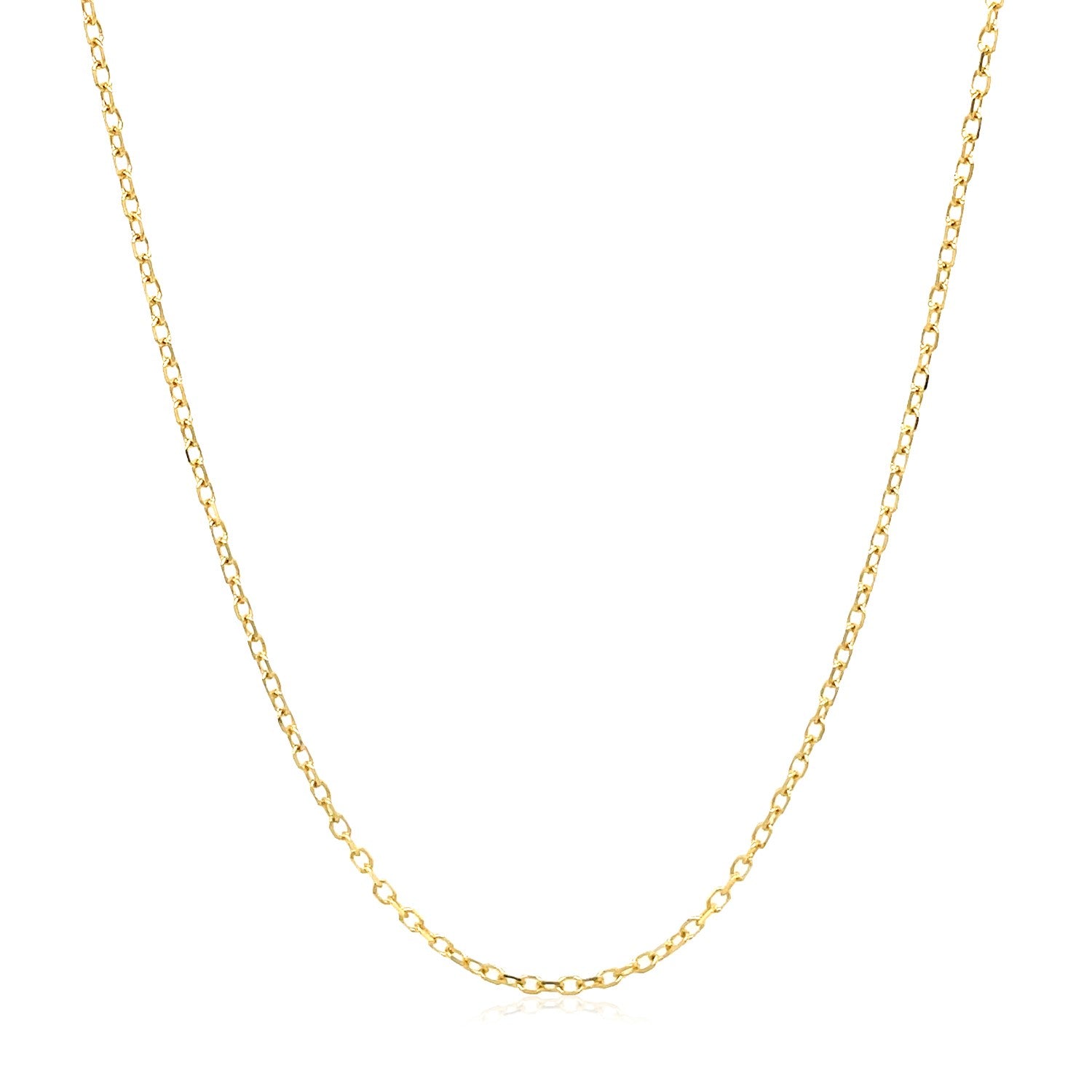 14k Yellow Gold Faceted Cable Link Chain (1.2 mm) in a sleek high-contrast midnight luxury editorial style
