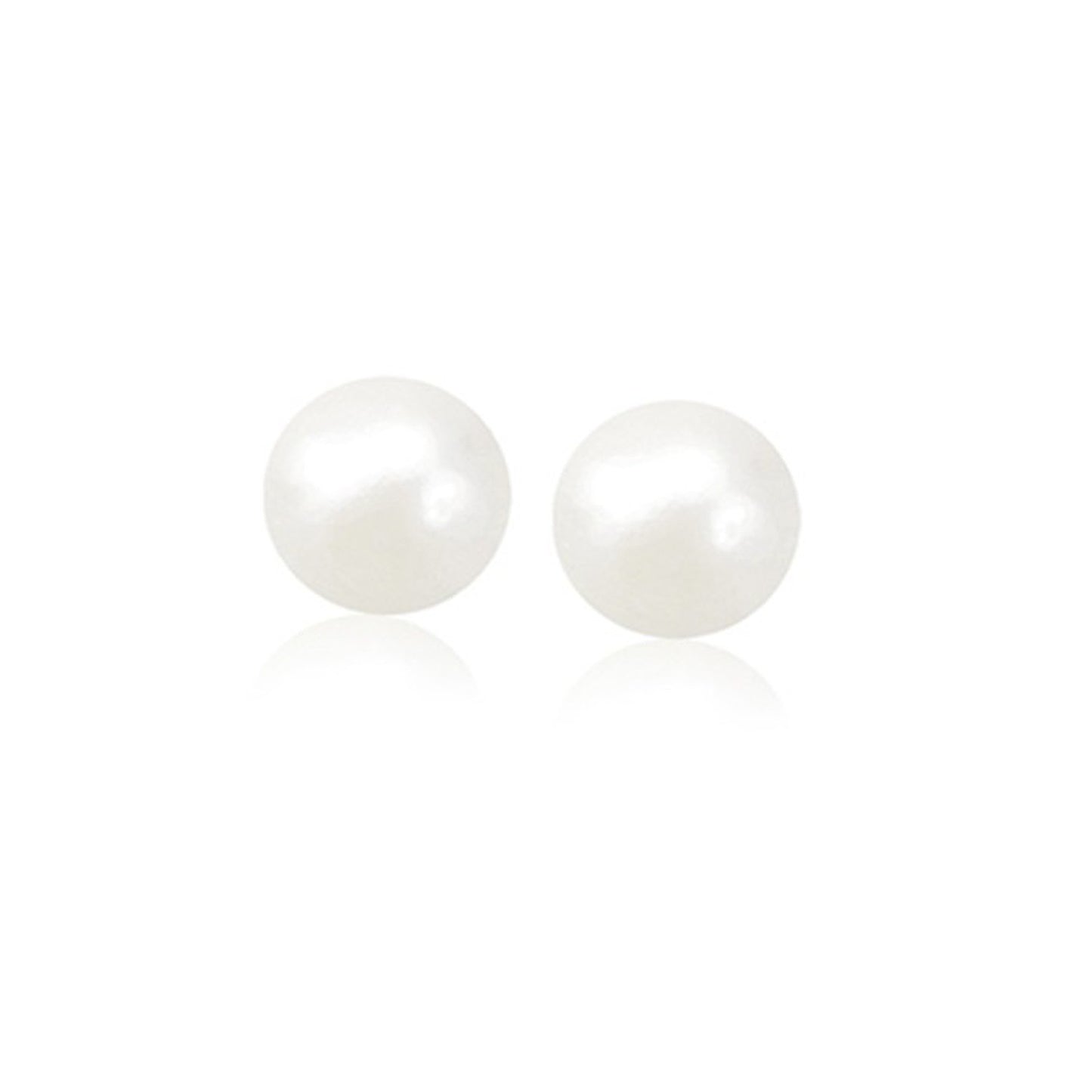 14k Yellow Gold Freshwater Cultured White Pearl Stud Earrings (8mm) in a sleek high-contrast midnight luxury editorial style