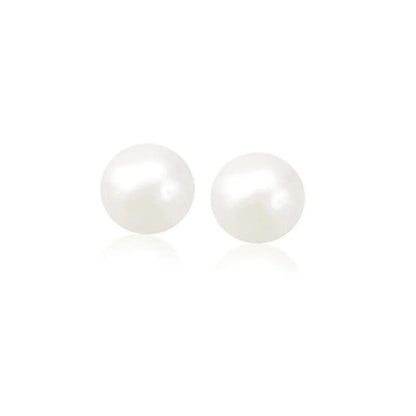 14k yellow and white gold stud earrings set with pearl