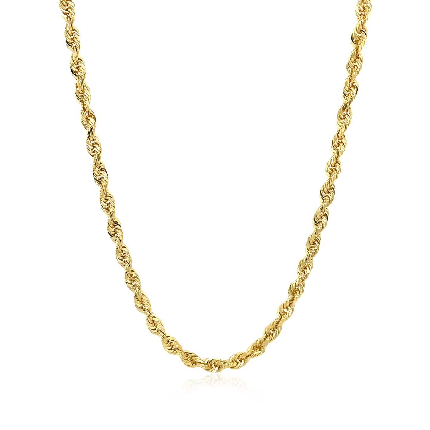 14k Yellow Gold Solid Diamond Cut Rope Chain (3.00 mm) in a sleek high-contrast midnight luxury editorial style