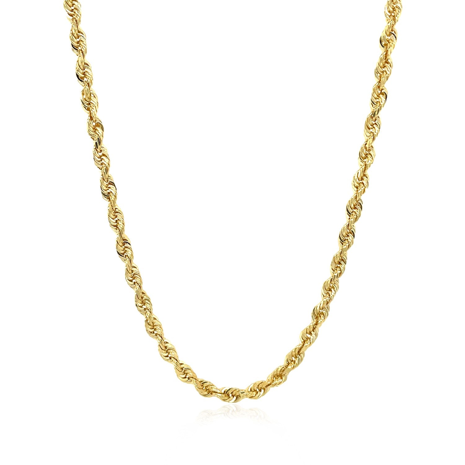 14k Yellow Gold Solid Diamond Cut Rope Chain (3.00 mm) in a sleek high-contrast midnight luxury editorial style