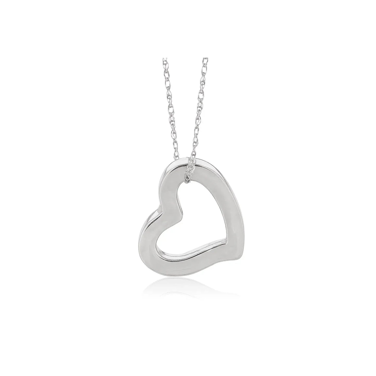 14k White Gold Heart Pendant - Peelerie