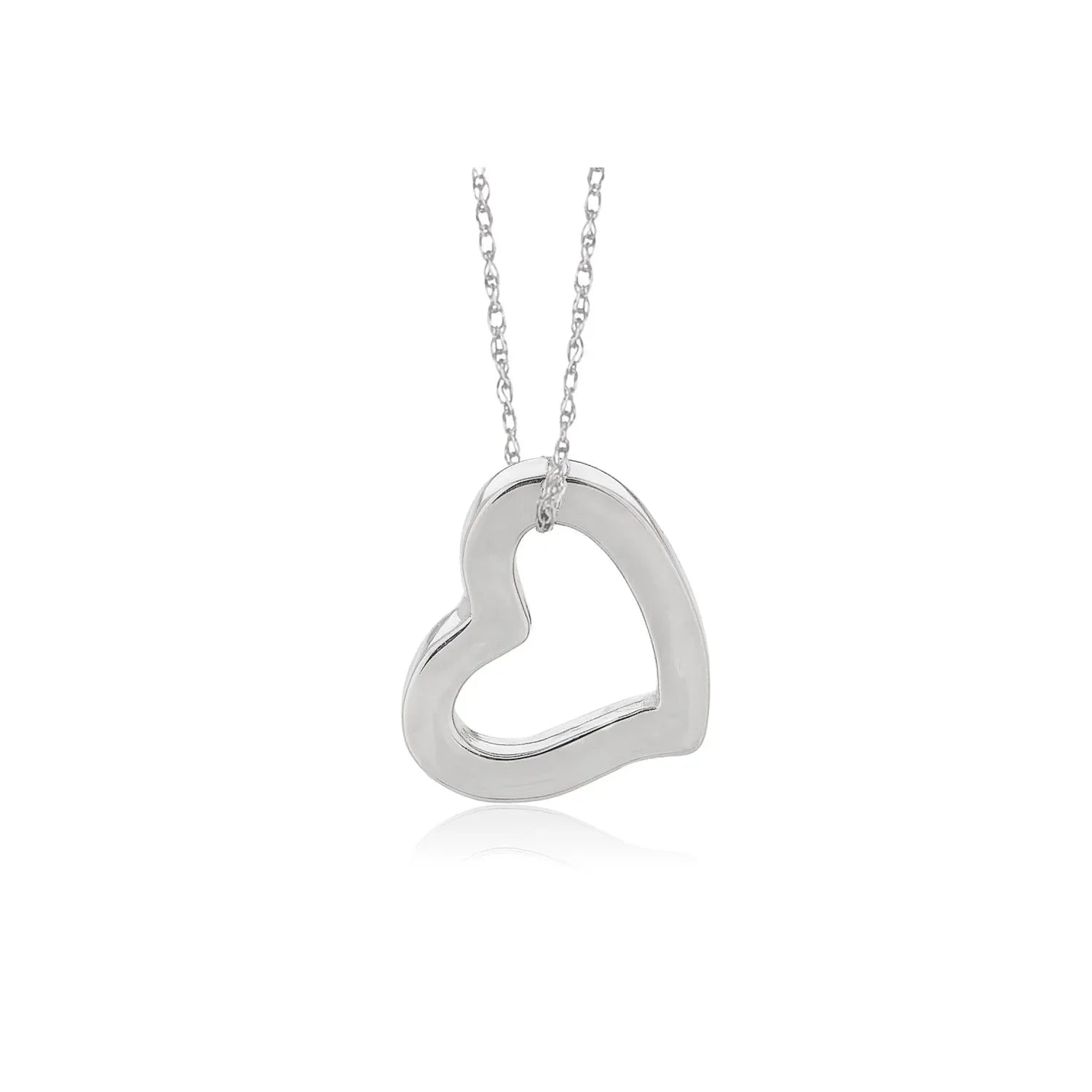 14k White Gold Heart Pendant - Peelerie