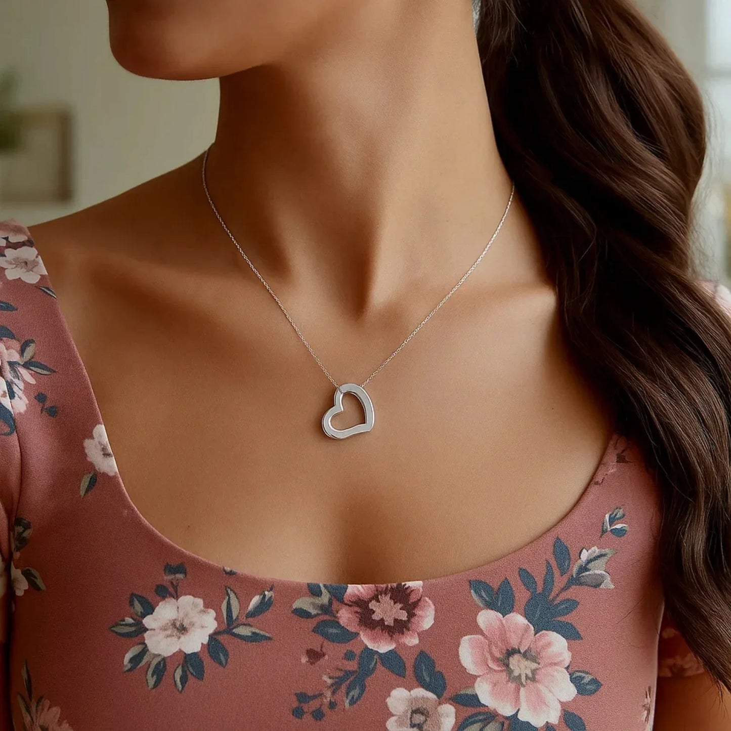 14k White Gold Heart Pendant - Peelerie