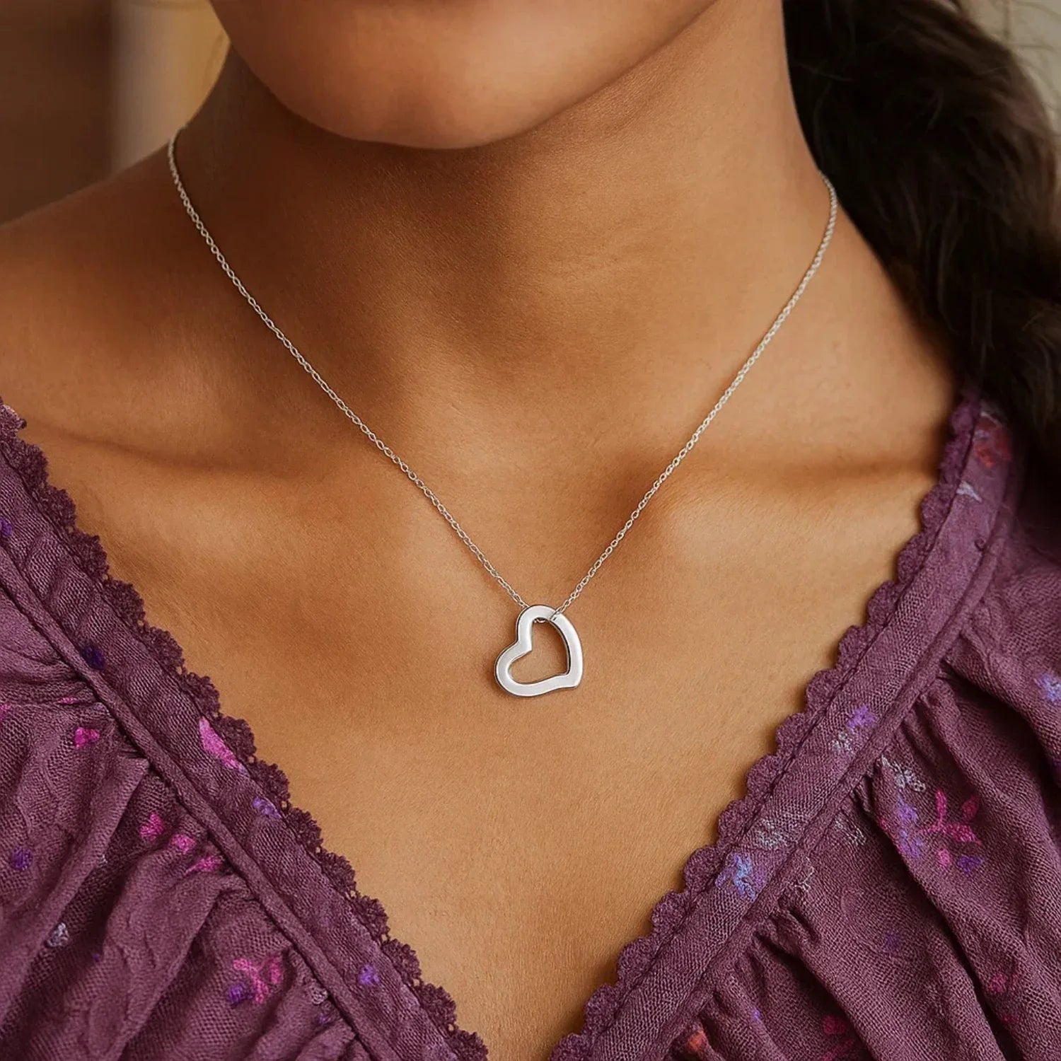 14k White Gold Heart Pendant - Peelerie