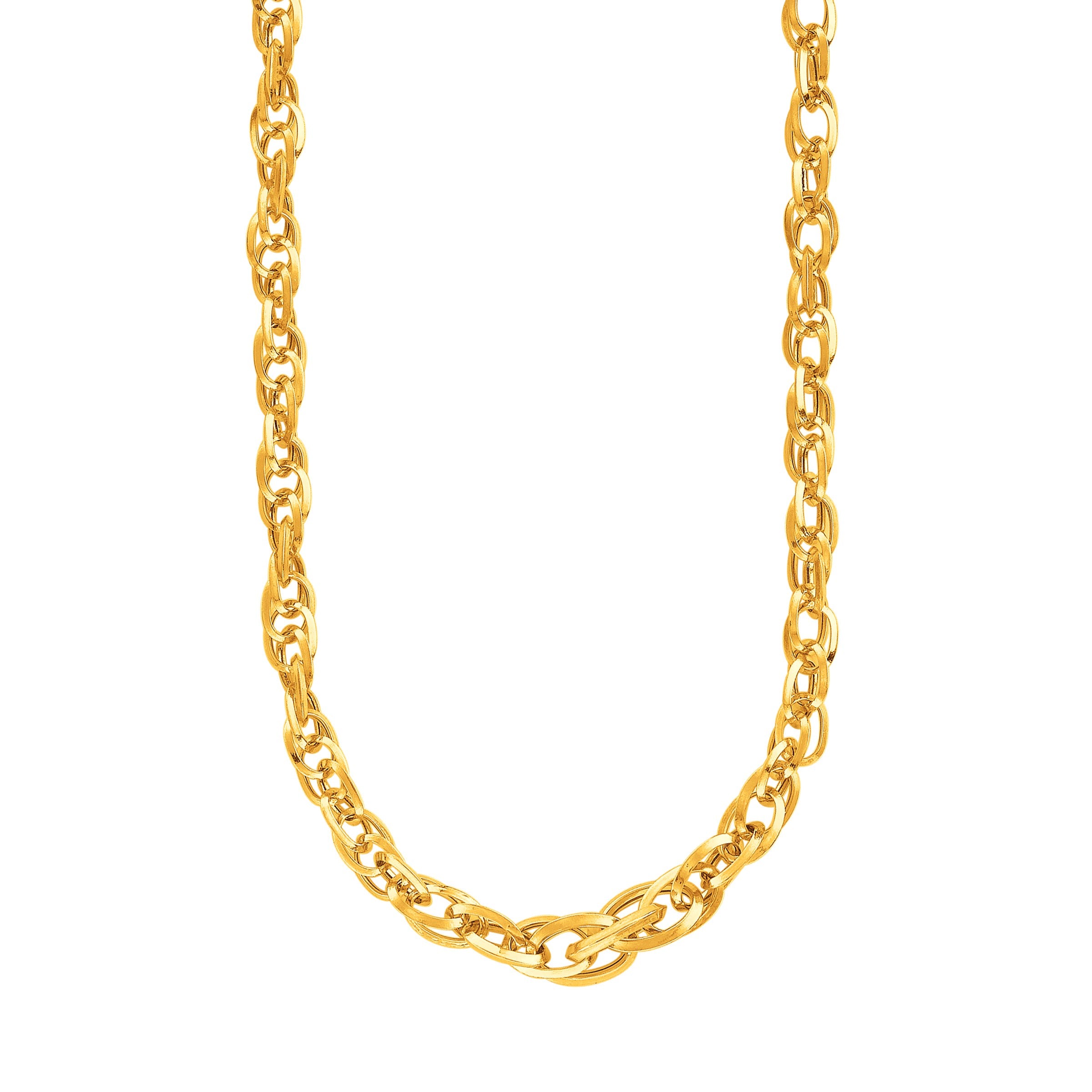 14k Yellow Gold Ornate Prince of Wales Chain Necklace in a sleek high-contrast midnight luxury editorial style