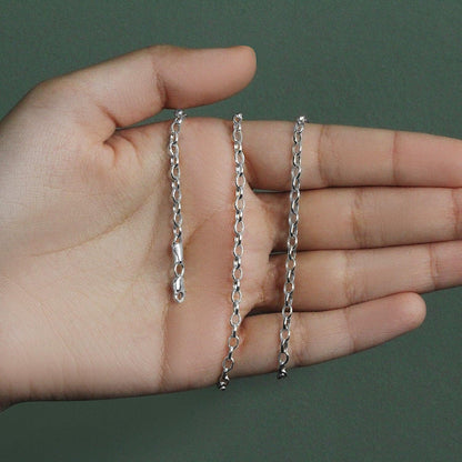 3.2mm 14k White Gold Oval Rolo Chain (3.20 mm) - Peelerie