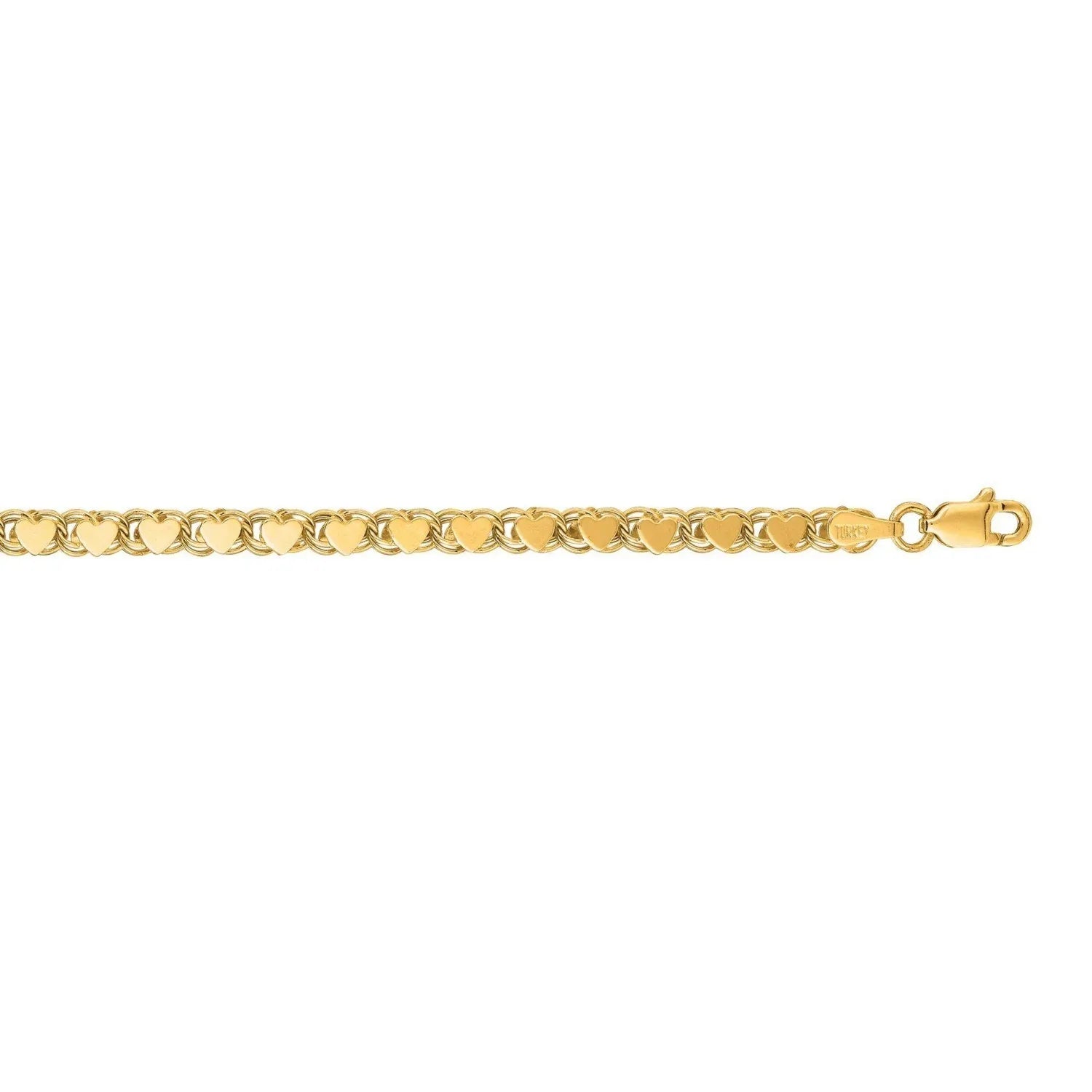 3.3mm 14k Yellow Gold Heart Anklet - Peelerie
