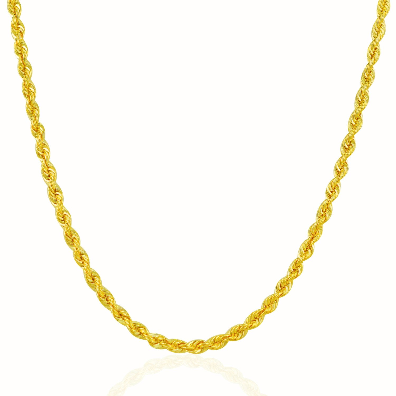 14k Yellow Gold Solid Rope Chain (3.00 mm) in a sleek high-contrast midnight luxury editorial style