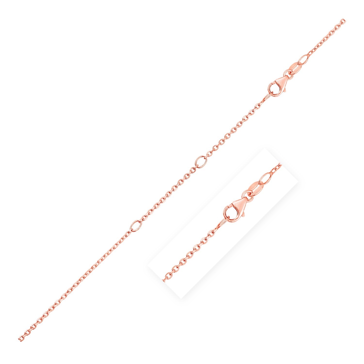 Double Extendable Cable Chain in 14k Rose Gold (1.20 mm) in a sleek high-contrast midnight luxury editorial style