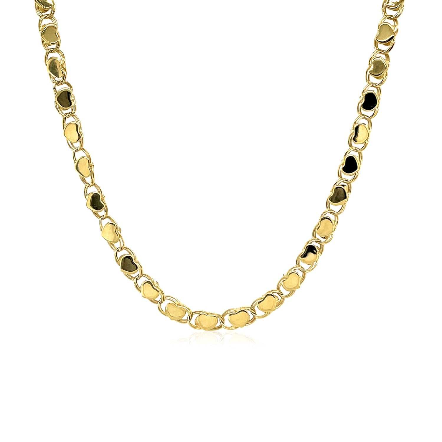 14k Yellow Gold Heart Chain (3.20 mm) in a sleek high-contrast midnight luxury editorial style