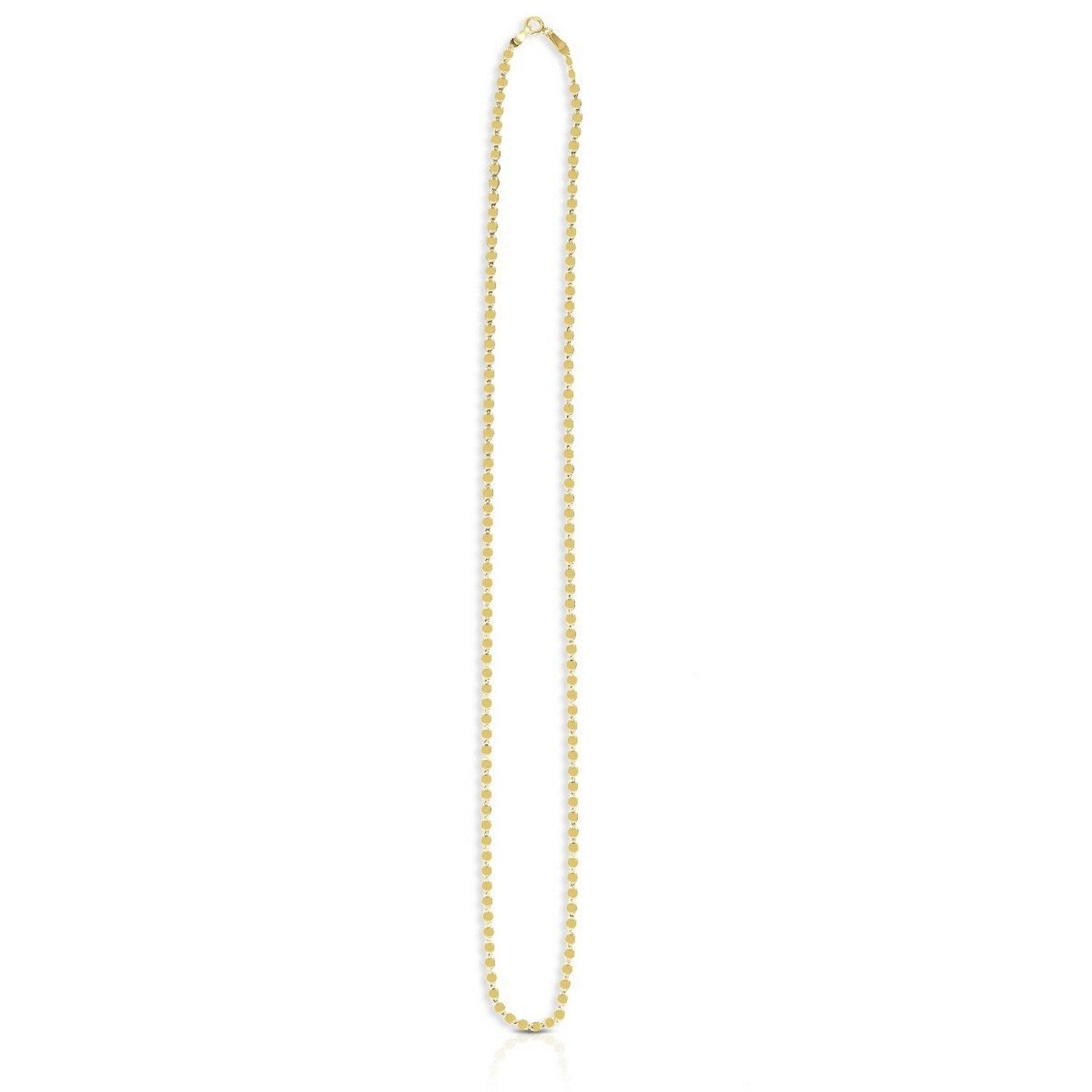 14k Yellow Gold Oval Mirror Chain (2.20 mm) in a sleek high-contrast midnight luxury editorial style