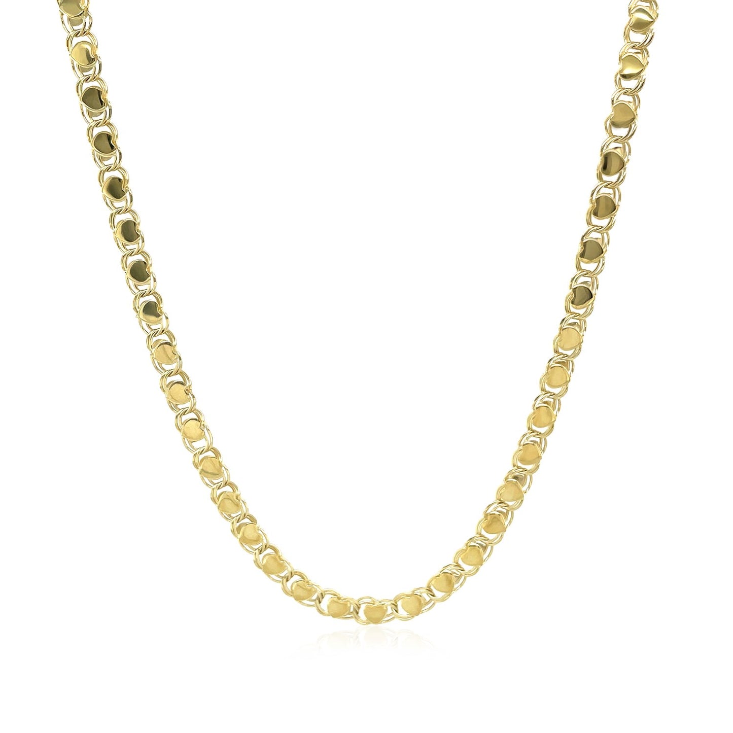 14k Yellow Gold Heart Chain (3.00 mm) in a sleek high-contrast midnight luxury editorial style