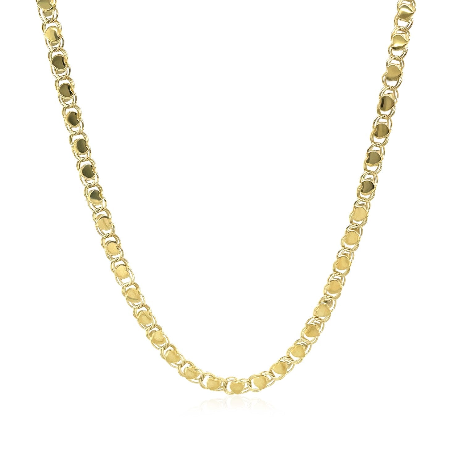 14k Yellow Gold Heart Chain (3.00 mm) in a sleek high-contrast midnight luxury editorial style
