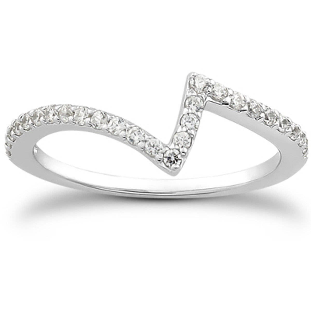 14k White Gold Fancy Zig Zag Pave Diamond Wedding Ring Band in a sleek high-contrast midnight luxury editorial style