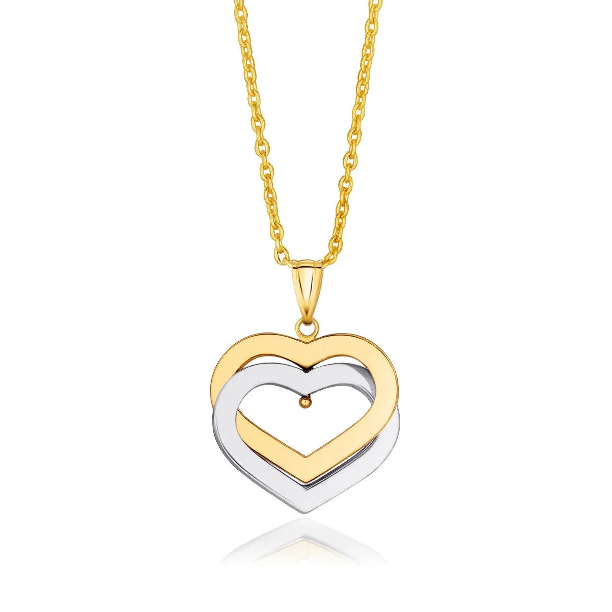 14k Two-Tone Gold Intertwined Hearts Pendant - Peelerie