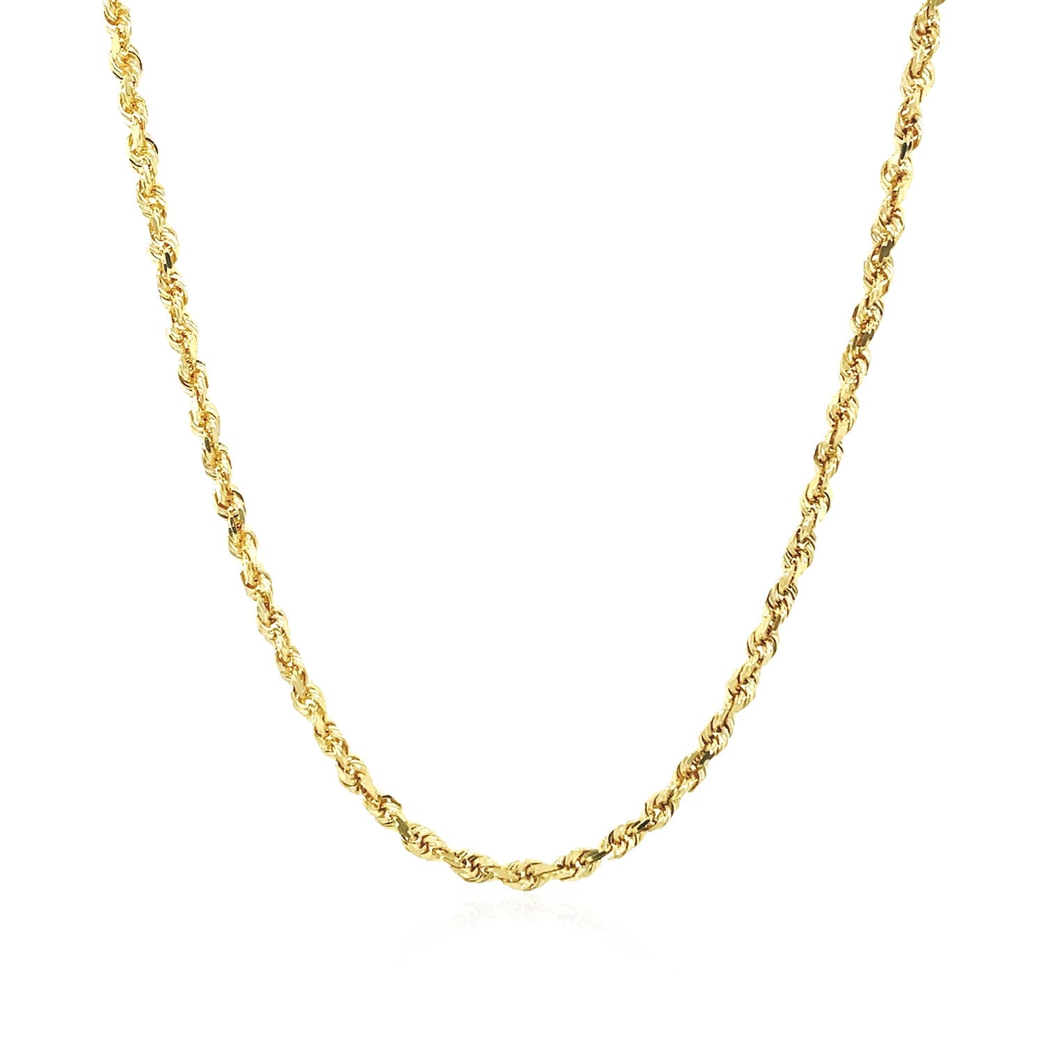 10k Yellow Gold Solid Diamond Cut Rope Chain (2.00 mm) in a sleek high-contrast midnight luxury editorial style