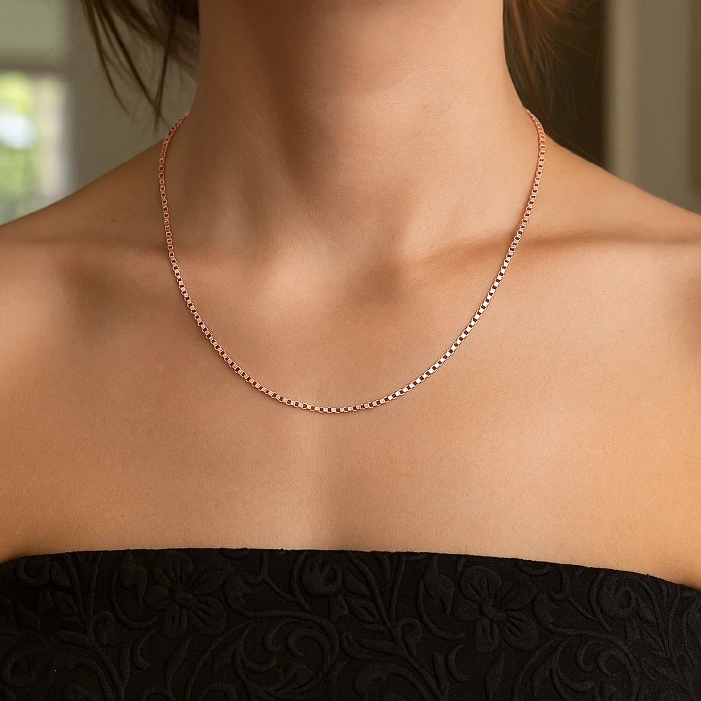 14k Rose Gold Classic Box Chain (0.73 mm)