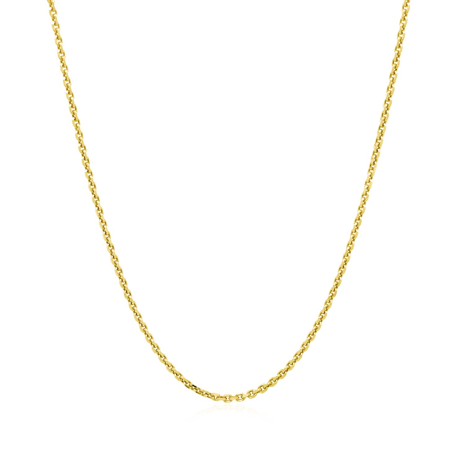 14k Yellow Gold Diamond Cut Cable Link Chain (1.30 mm) in a sleek high-contrast midnight luxury editorial style