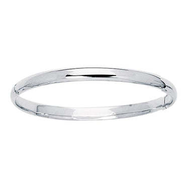 14k White Gold Dome Childrens Bangle with a Polished Finish (5.50 mm)