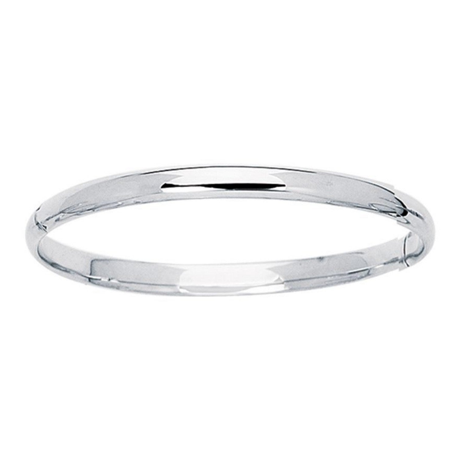 14k White Gold Dome Childrens Bangle with a Polished Finish (5.50 mm) - Peelerie
