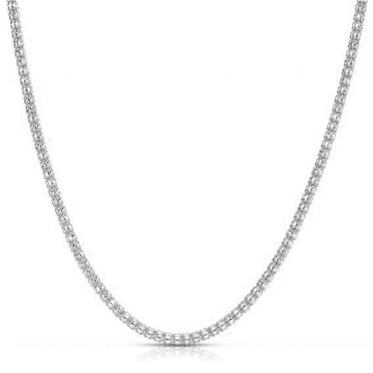Ice Barrel Chain in 14k White Gold (3.14 mm) in a sleek high-contrast midnight luxury editorial style