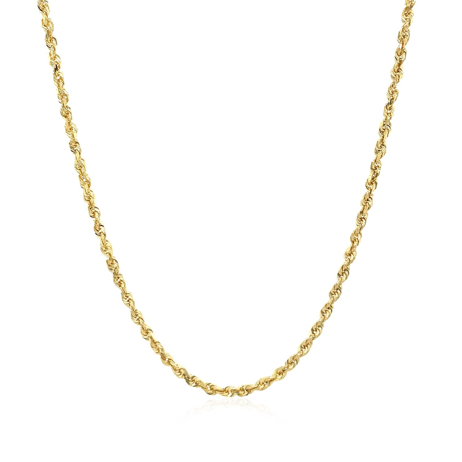 10k Yellow Gold Solid Diamond Cut Rope Chain (1.80 mm) in a sleek high-contrast midnight luxury editorial style