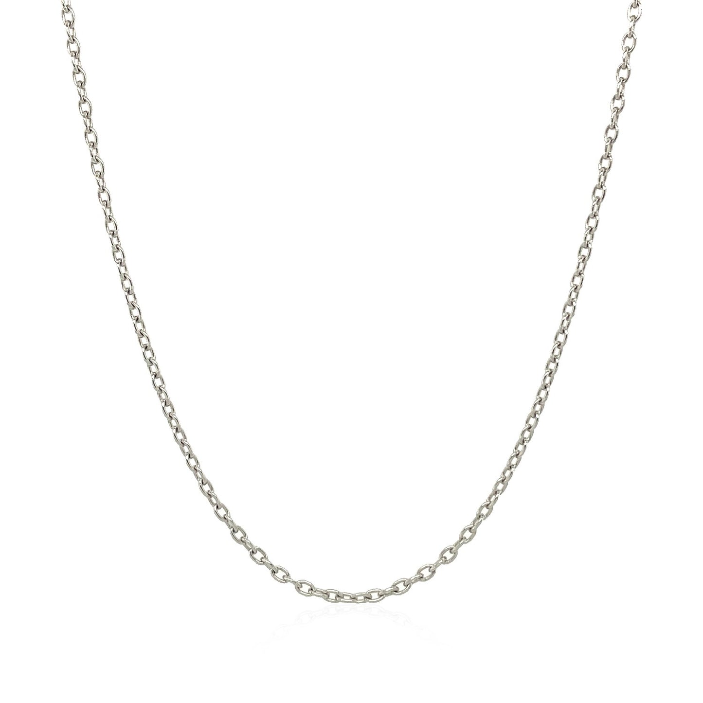 14k White Gold Oval Cable Link Chain (1.50 mm) in a sleek high-contrast midnight luxury editorial style