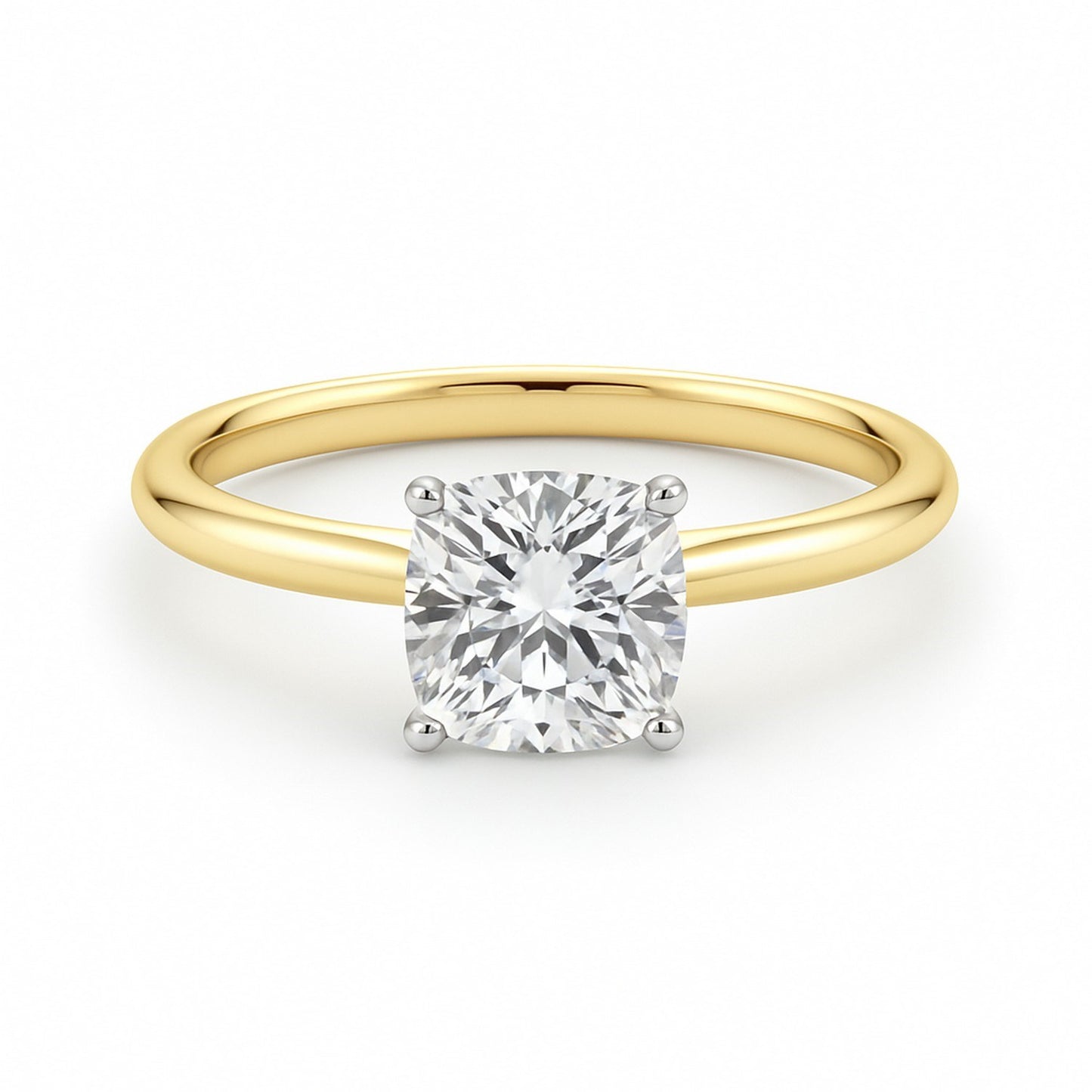 1.50Ct Cushion Lab Grown IGI G/VS1 Diamond Ring in 10K Yellow Gold