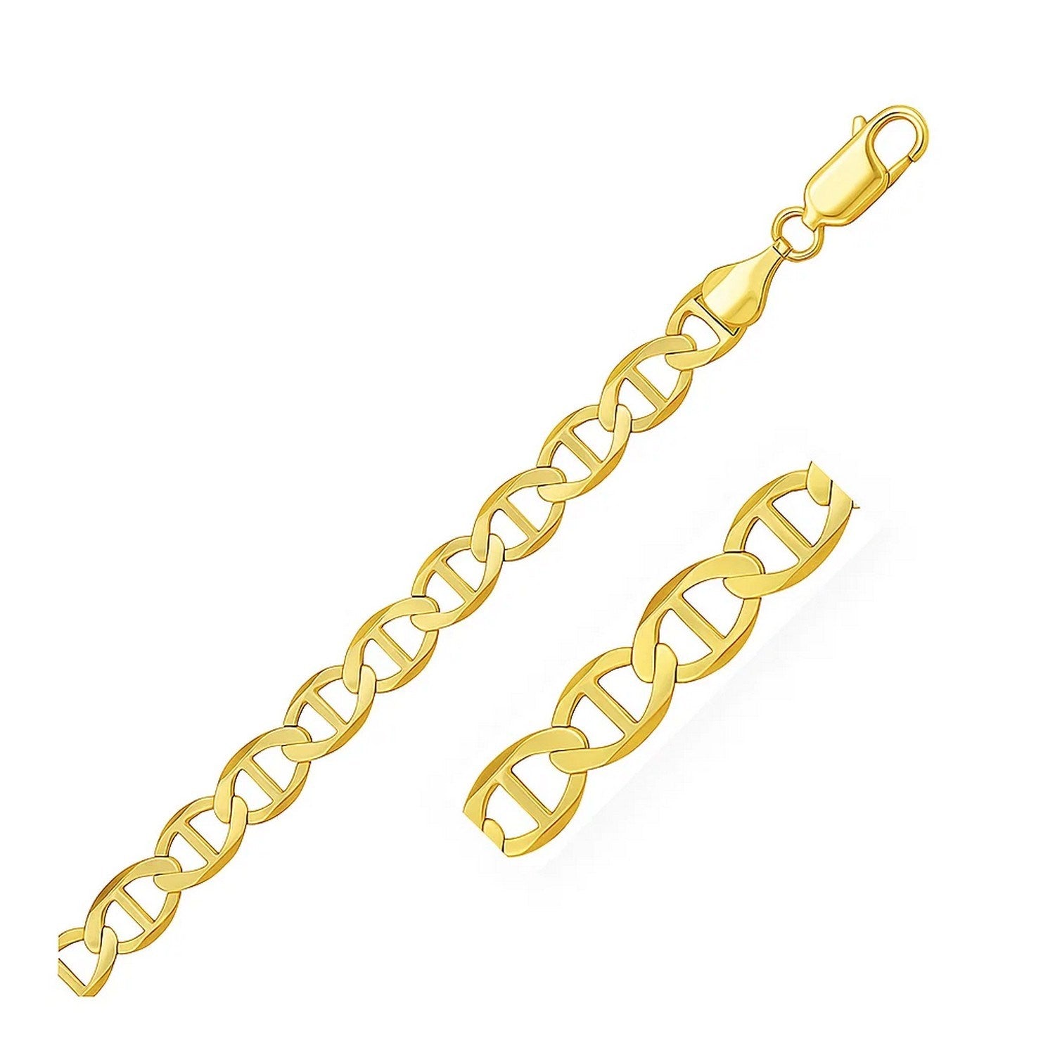 14k Yellow Gold Mariner Link Bracelet (6.30 mm) in a sleek high-contrast midnight luxury editorial style