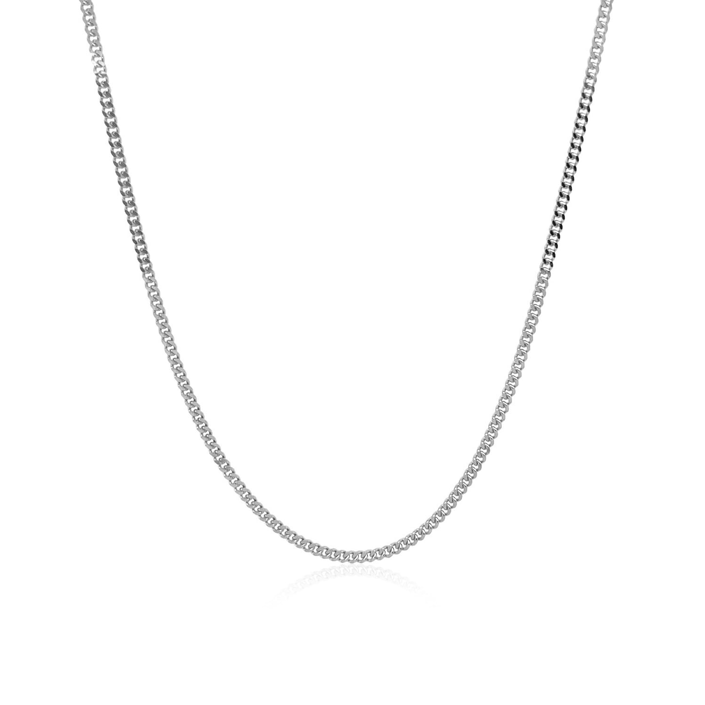14k White Gold Gourmette Chain (1.40 mm) in a sleek high-contrast midnight luxury editorial style