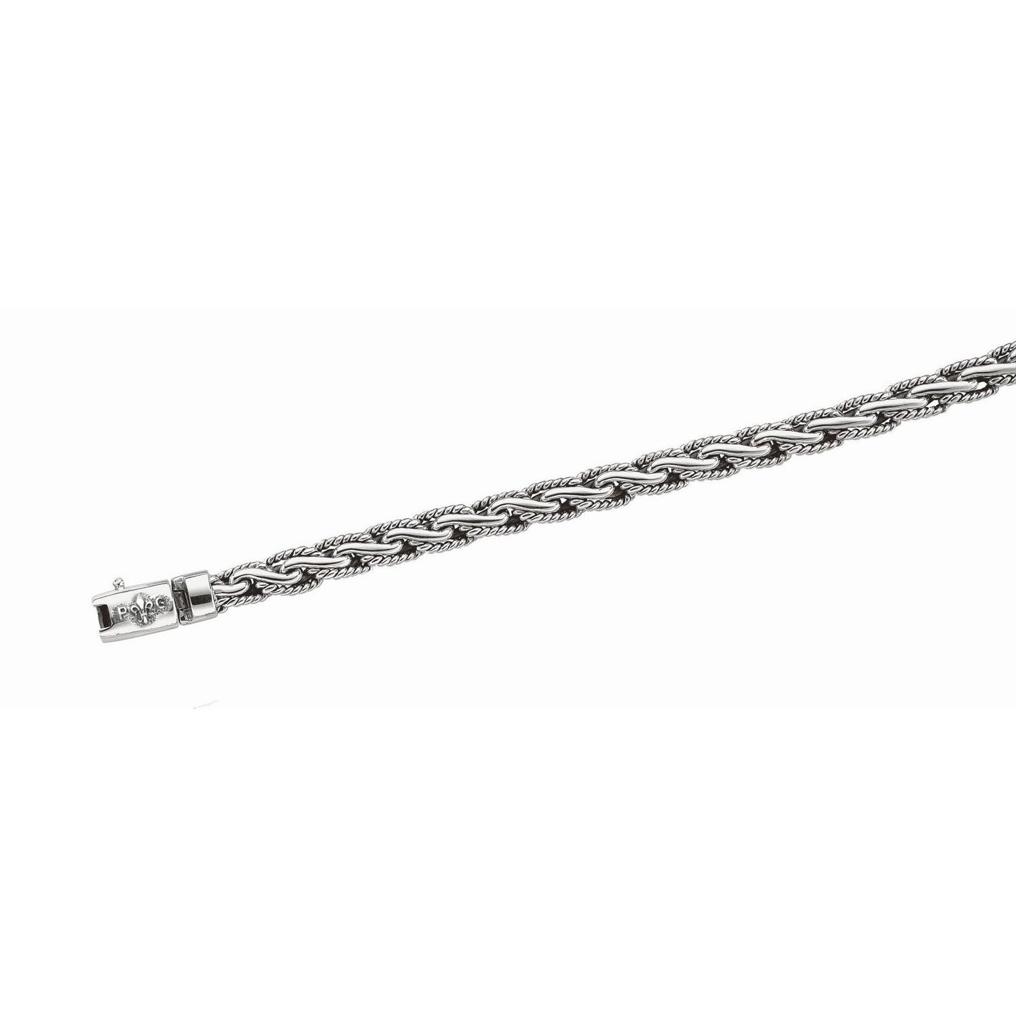 Oxidized Sterling Silver Mens Chain Bracelet in a Cable Motif (8.50 mm)