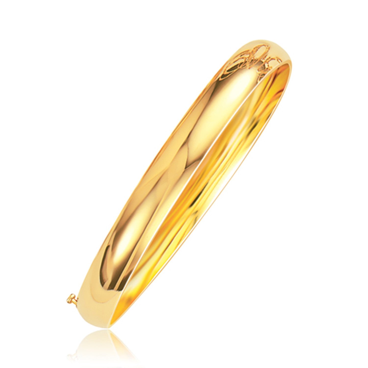 Classic Bangle in 14k Yellow Gold (8.00 mm) in a sleek high-contrast midnight luxury editorial style