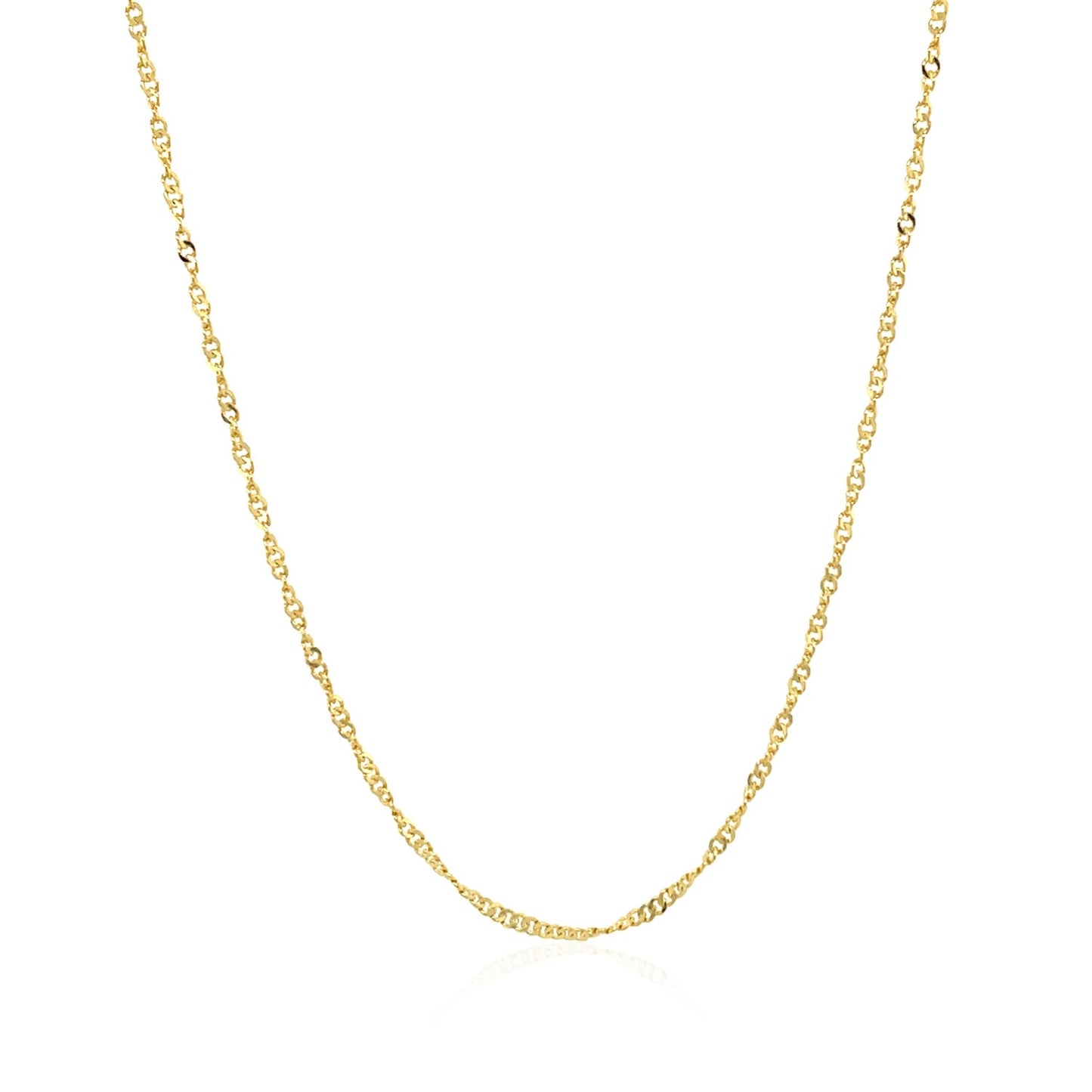 14k Yellow Gold Singapore Style Adjustable Chain (1.40 mm) in a sleek high-contrast midnight luxury editorial style