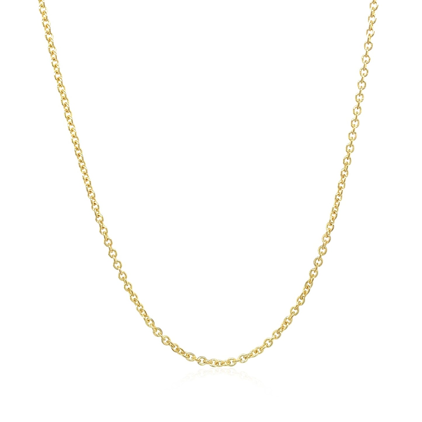 14k Yellow Gold Forsantina Lite Cable Link Chain (1.50 mm) in a sleek high-contrast midnight luxury editorial style