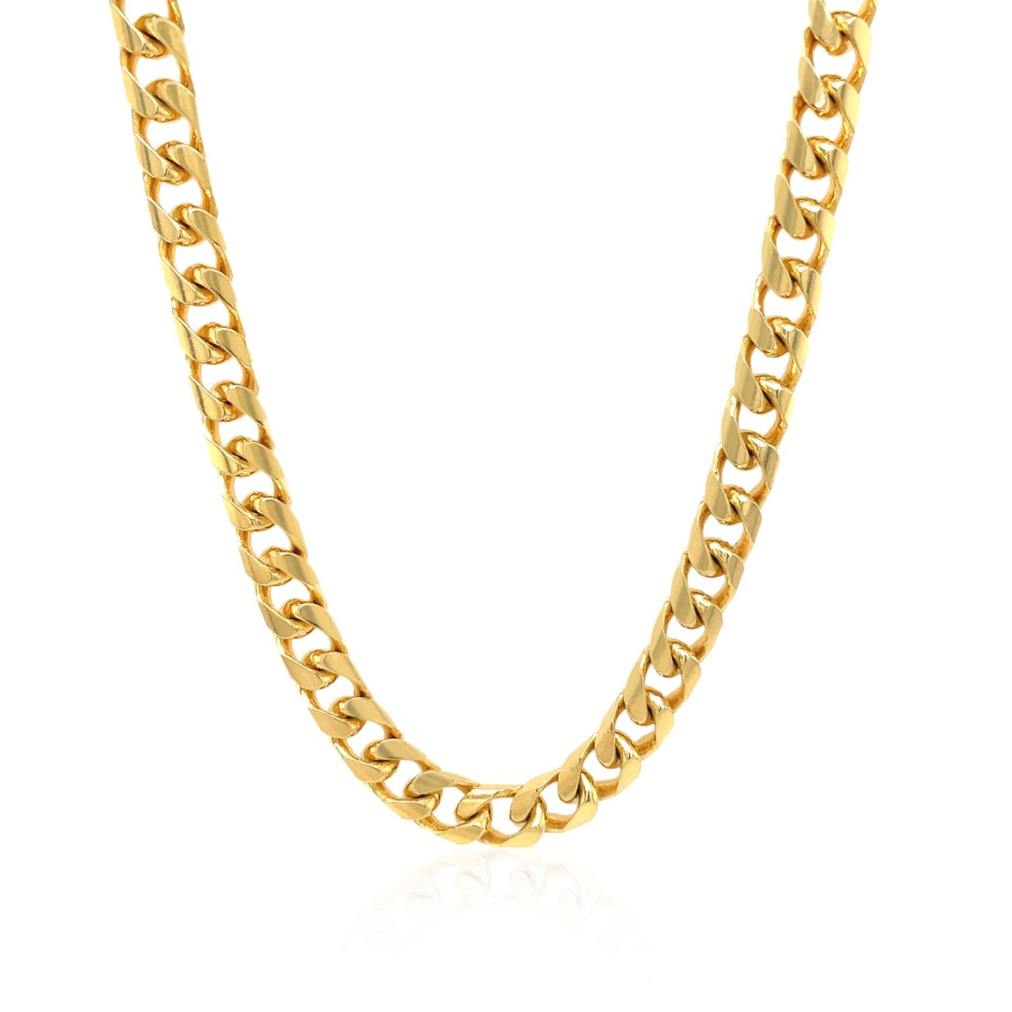 14k Yellow Gold Solid Miami Cuban Chain (6.00 mm) in a sleek high-contrast midnight luxury editorial style