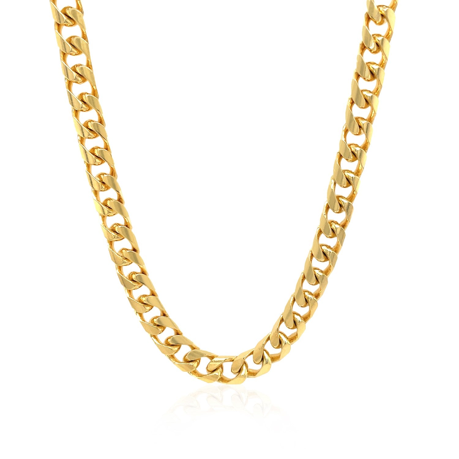 14k Yellow Gold Solid Miami Cuban Chain (6.00 mm) in a sleek high-contrast midnight luxury editorial style