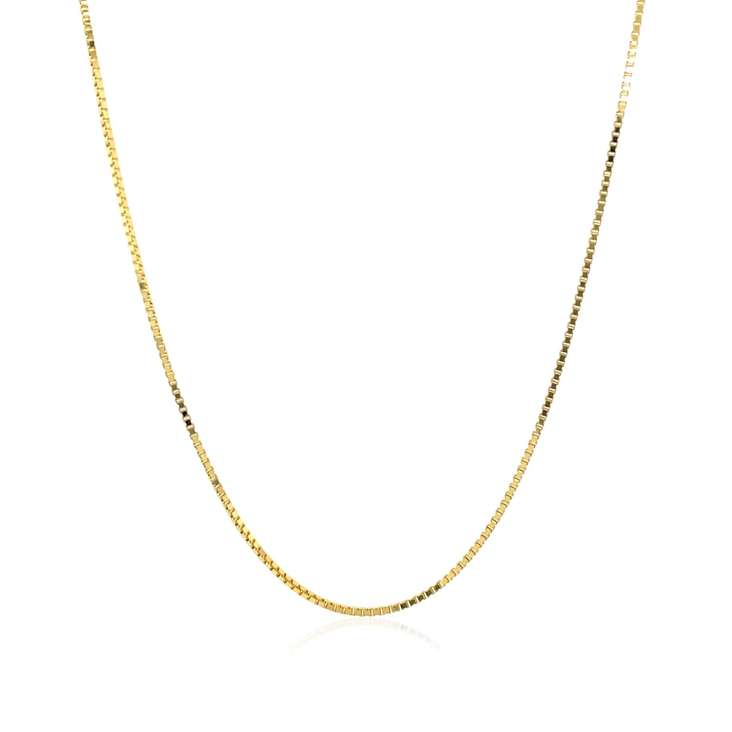 18k Yellow Gold Box Chain 0.8mm (0.78 mm) in a sleek high-contrast midnight luxury editorial style