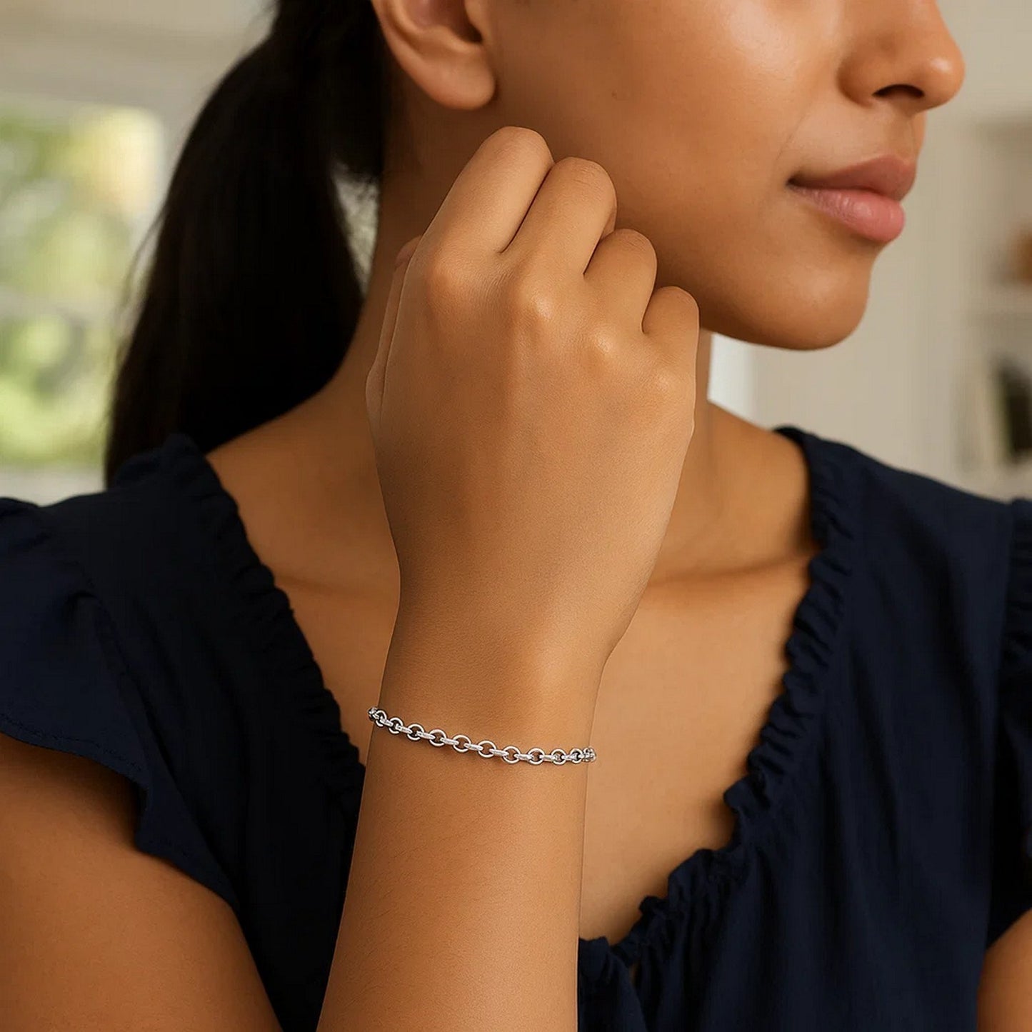 14k White Gold Rolo Bracelet  (2.50 mm)