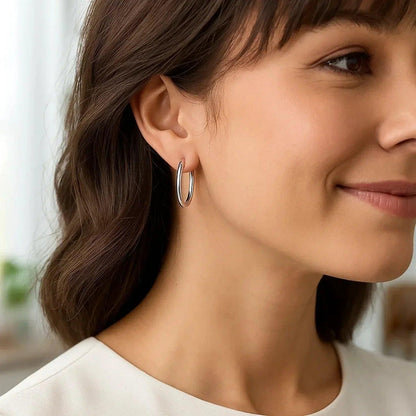 14k white gold hoop earrings