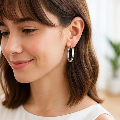 14k white gold hoop earrings
