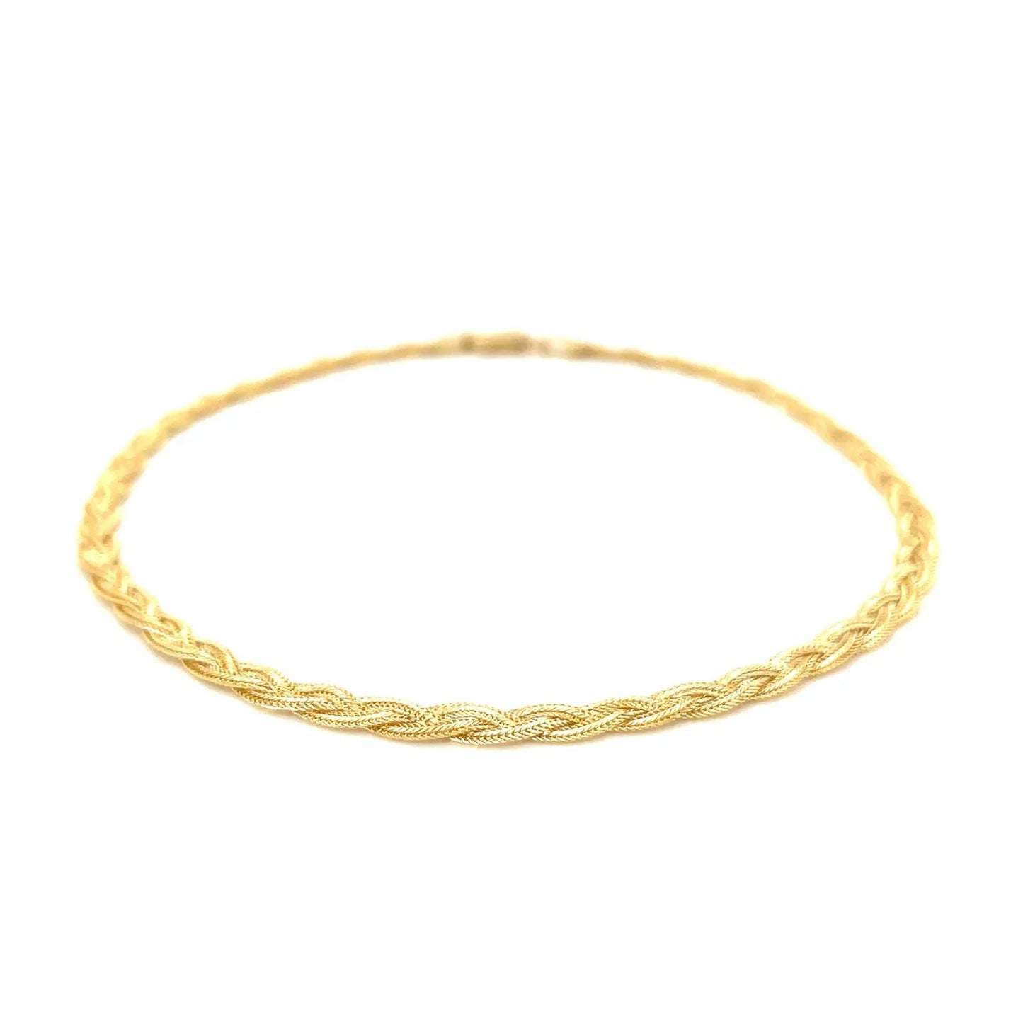3.5mm 14k Yellow Braided Foxtail Anklet - Peelerie