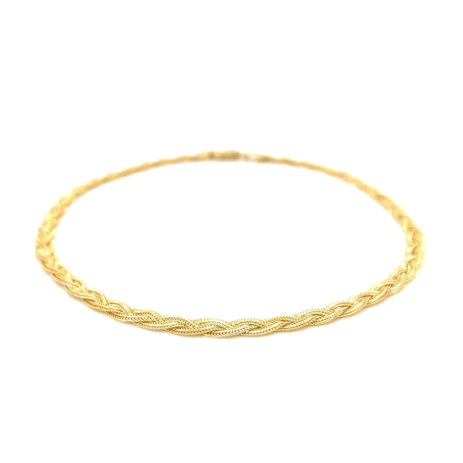 3.5mm 14k Yellow Braided Foxtail Anklet - Peelerie