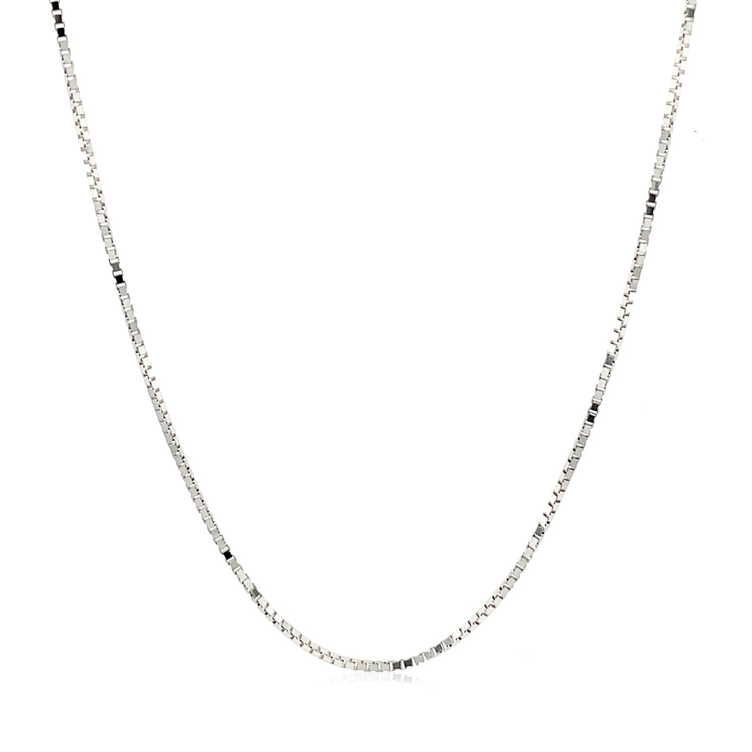 10k White Gold Adjustable Box Chain (0.85 mm) in a sleek high-contrast midnight luxury editorial style